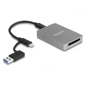 DeLOCK USB Type-C kortelių skaitytuvas CFexpress XQD aliuminis pilkas 10000 Mbit/s