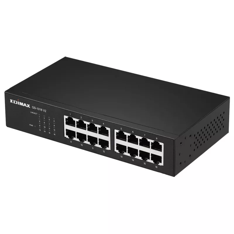 Edimax GS-1016 V2 valdomas Gigabit Ethernet tinklo jungiklis (10/100/1000) Juodas