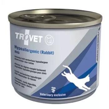 TROVET veterinarinis šlapias ėdalas katėms RRD Triušis ir Ryžiai 200 g – hipoalerginis, be grūdų, be konservantų ir sojos
