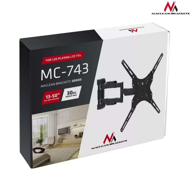 Maclean Mc-743 – VESA laikiklis televizoriui/monitoriui, 13-50 col., juodas, 30 kg