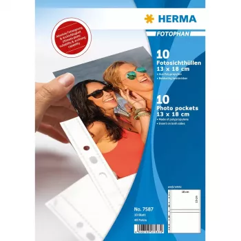HERMA Fotophan foto kišenės 13x18 cm gulsčiai baltos 10 vnt.
