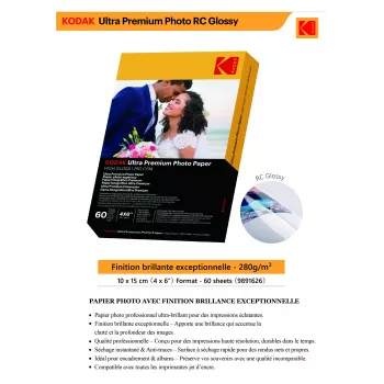 Kodak Ultra Premium Photo Paper 280g High Gloss 10 x 15 cm 60 lapų