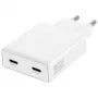 Įkroviklis PDPlug Dual 65W GaN 2xUSB-C baltas
