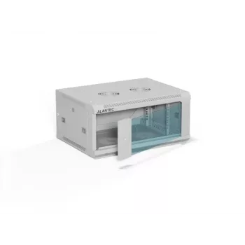 Sieninis 19 colių 4U tinklo kabinetas Alantec 600x450 mm su stiklinėmis durimis ir nuimamomis plokštėmis