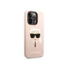Karl Lagerfeld KLHMP14XSLKHLP kietasis dėklas iPhone 14 Pro Max 6,7 šviesiai rožinis / šviesiai rožinis silikoninis Karl galvos Magsafe