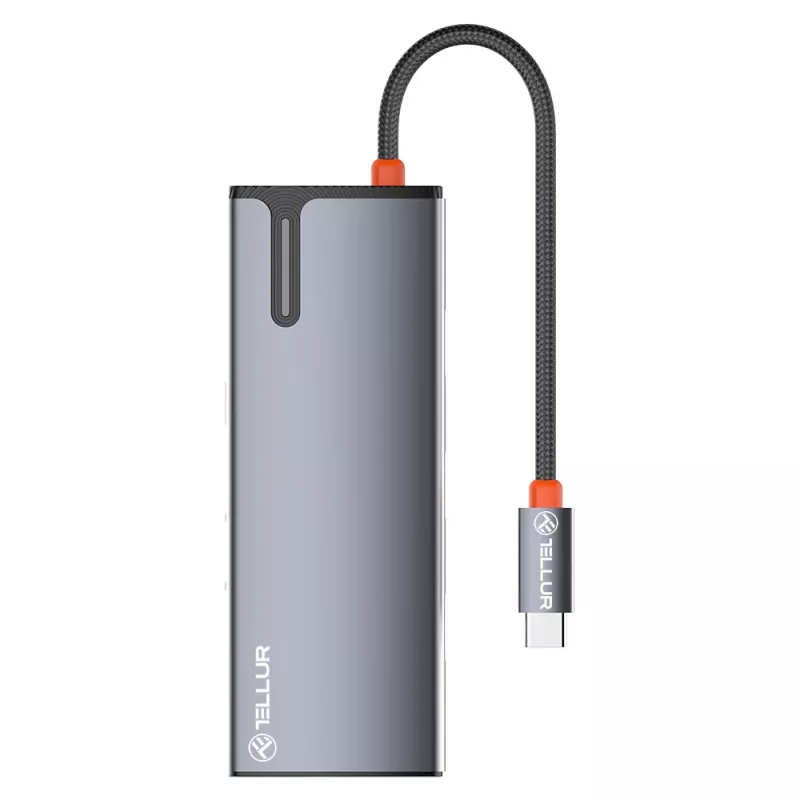 USB-C centrinis įrenginys Tellur TLL321061 su PD 3.0 100W, HDMI išėjimu ir 3× USB 3.0 prievadais