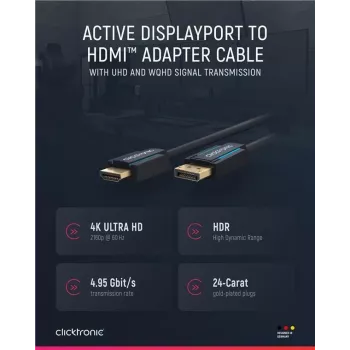 Clicktronic Casual DisplayPort/HDMI™ adapterio laidas, 10 m - itin greitas laidas - DisplayPort / HDMI™ - 4K@60Hz (44927)