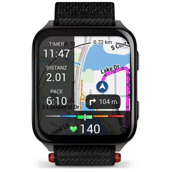 Išmanusis laikrodis GARMIN Venu X1 — 2 colių AMOLED, GPS/GLONASS/Galileo, 5 ATM, 11 dienų baterija, juodas silikoninis dirželis