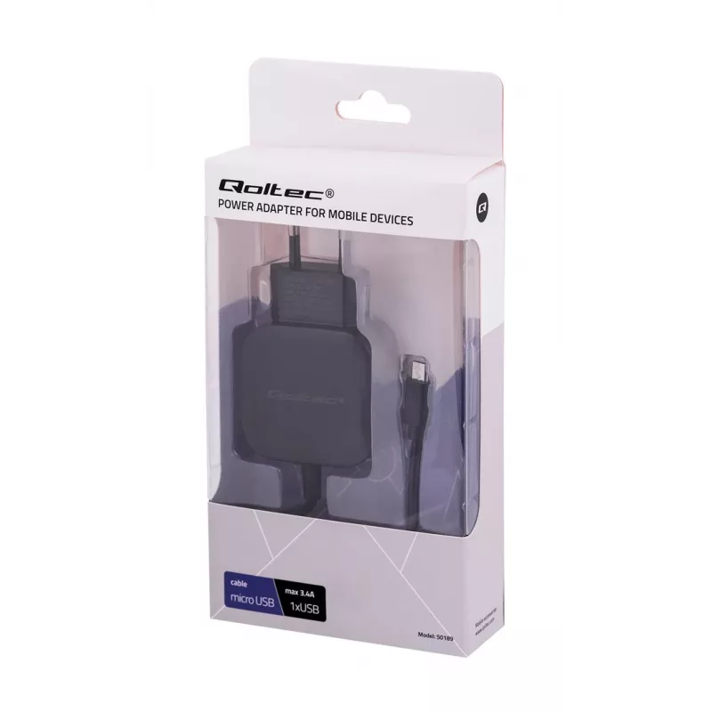 Qoltec 50189 vidinis įkroviklis, 17 W, USB 2.0, 1 m laidas