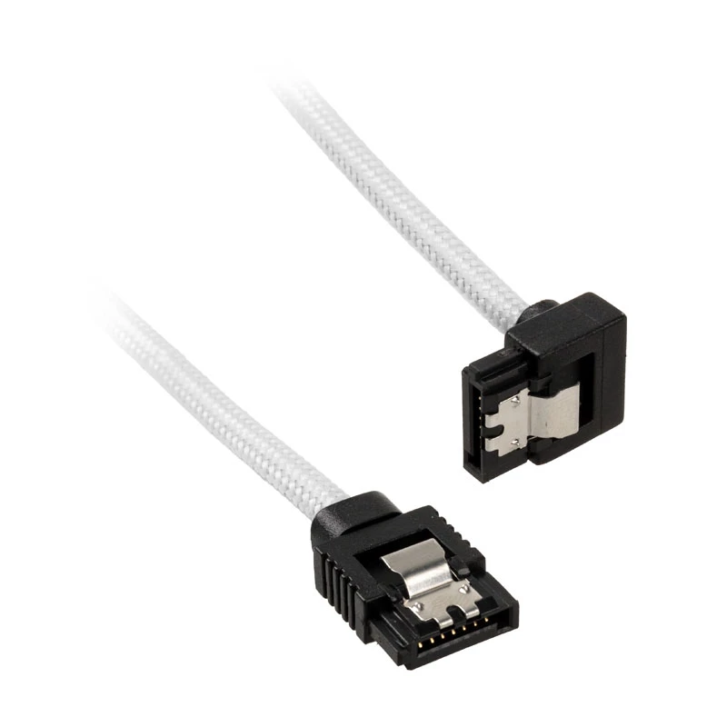 Corsair CC-8900279 Premium SATA kabelis su pynimu, kampuotas, 30 cm, baltas, 2 vnt. paketas
