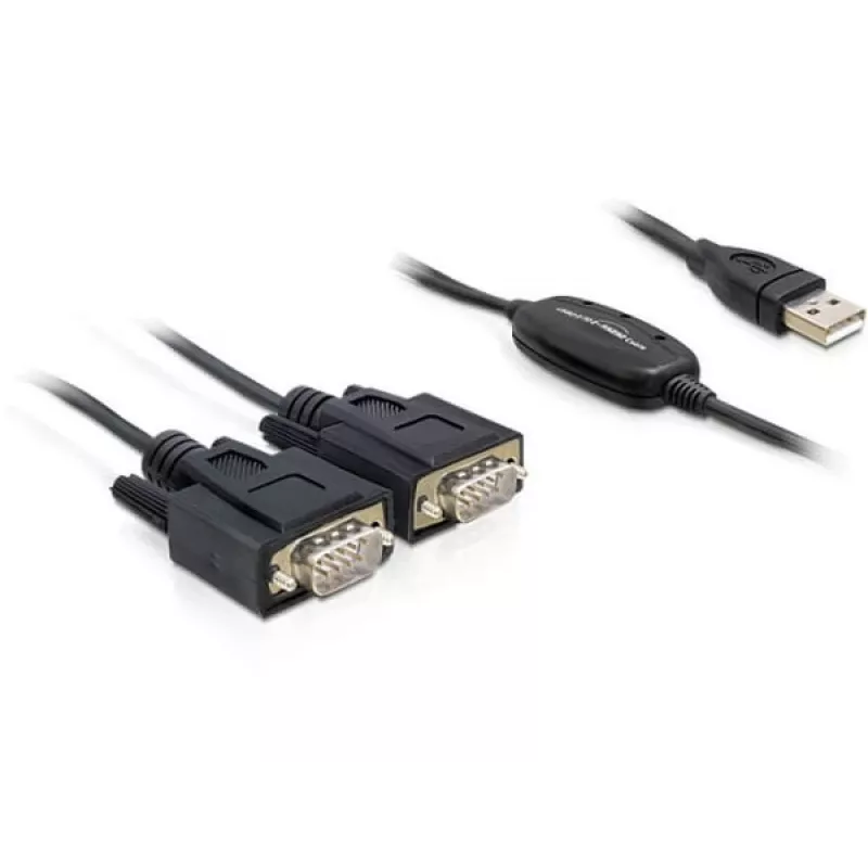 Serijinis kabelis DeLOCK 2x RS232/USB 2.0 Juoda 61886