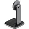 SATECHI 3-in-1 Sulankstomas Qi2 belaidis įkrovimo stovas (Space Gray) su A, C, G tipo kištukais