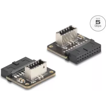 DeLOCK 67239 USB lizdo keitiklis 19 kontaktų USB Type-E juodas nerūdijantis plienas