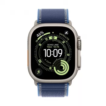 Apple Watch Ultra 3 GPS + Cellular 49mm natūralaus titano korpusas su mėlyna/ryškiai mėlyna Trail Loop juostele - S/M