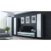 TV spintelė Cama Meble VIGO NEW 30/140/40 — 1400×400×300 mm, pilkas viršus, pilkas rėmas, balti blizgūs fasadai