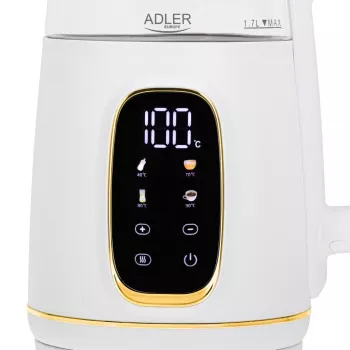 Elektrinis virdulys Adler AD 1305WG – 1,7 l, 2200 W, stiklas/plastikas, baltas/auksinis/permatomas