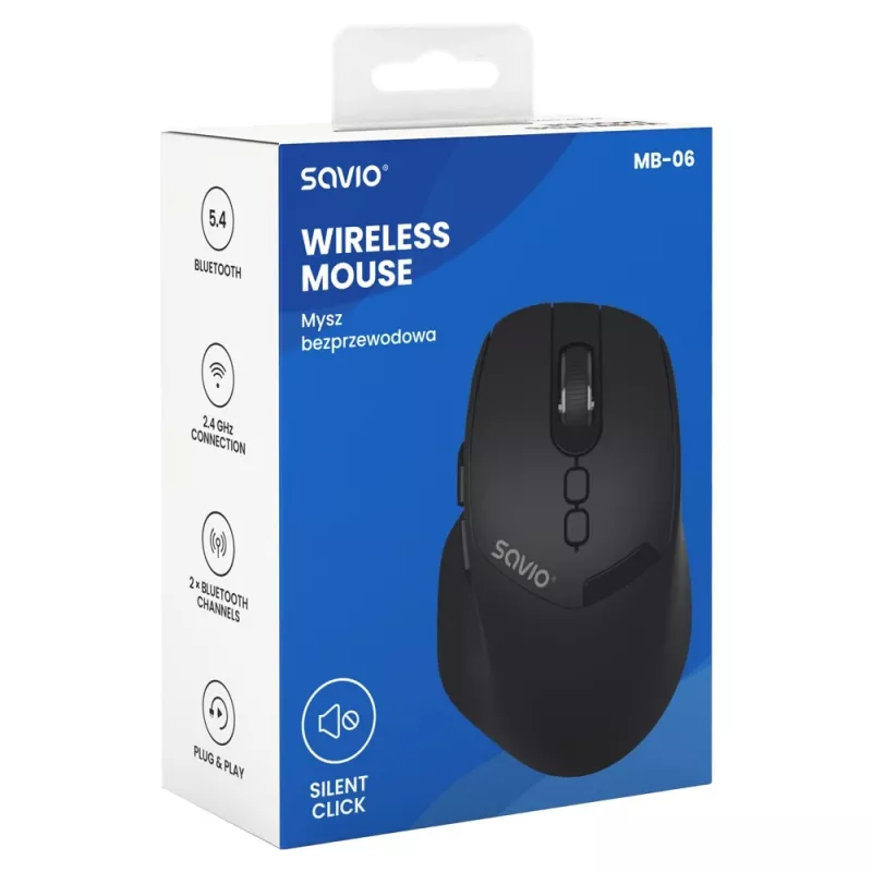Savio MB-06 belaidė pelė, universali, ambidekstrinė, Bluetooth, 3800 DPI