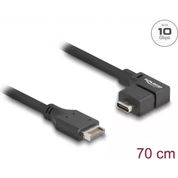 DeLOCK USB 10 Gbps laidas, USB Type-E Key A 20 kontaktų kištukas į USB Type-C lizdą, 70 cm, lenktas