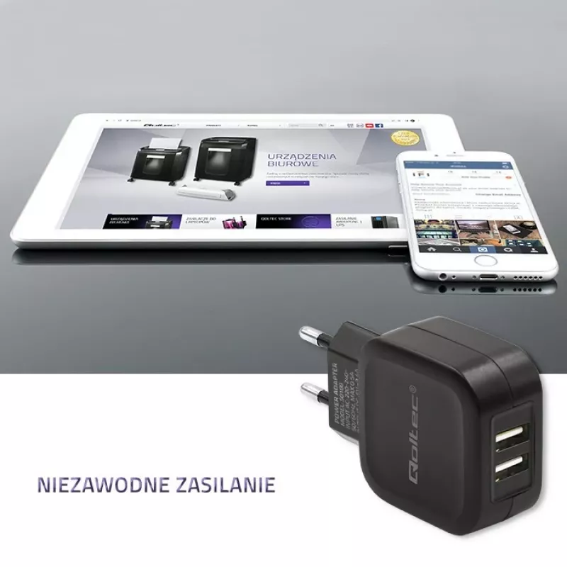 Qoltec 50188 universalus įkroviklis nešiojamam kompiuteriui, išmaniajam telefonui, išmaniajam laikrodžiui, planšetei, telefonui, juodas AC, DC patalpoms