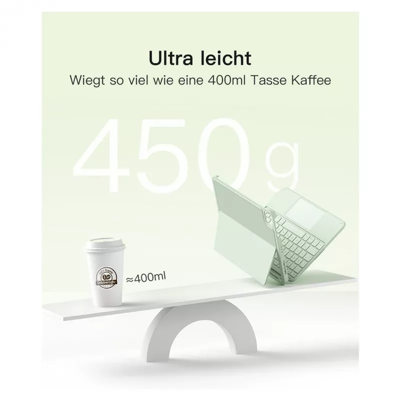 Inateck KB04122 Keyboard Folio klaviatūra su dėklu iPad 11, QWERTZ, žalia