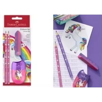 Rašymo rinkinys Faber-Castell Unicorn Pink 111518 – įvairūs pieštukai ir aksesuarai