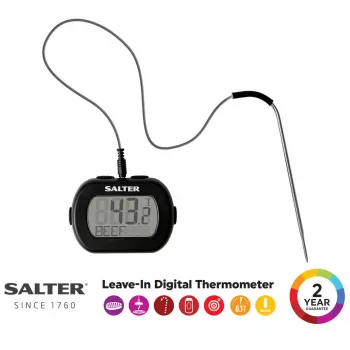 Termometras maistui Salter 515 BKCR, vandeniui atsparus, paliekamas gaminyje, skaitmeninis