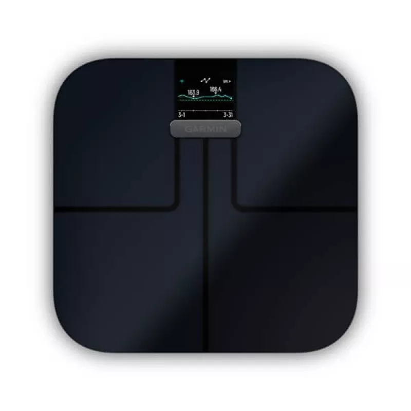 Svarstyklės GARMIN Index S2 – juodos, iki 181,4 kg, Wi‑Fi/Bluetooth, kūno sudėtis