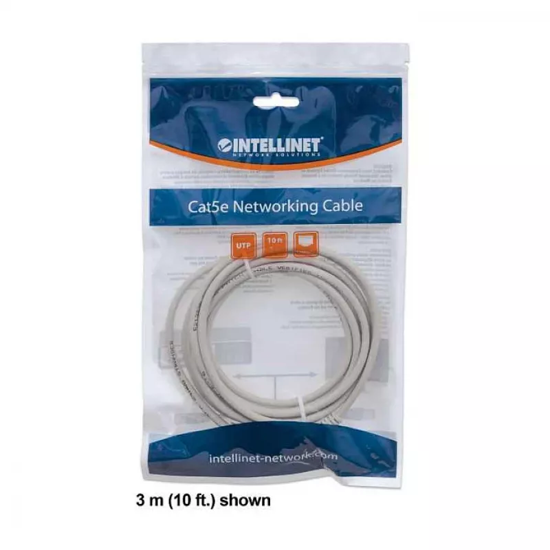 Intellinet tinklo jungiamasis laidas, Cat6, 2 m, pilka, CCA, U/UTP, PVC, RJ45, auksuoti kontaktai, su apsauga nuo užkabinimo, su gaubtukais, viso gyvenimo garantija