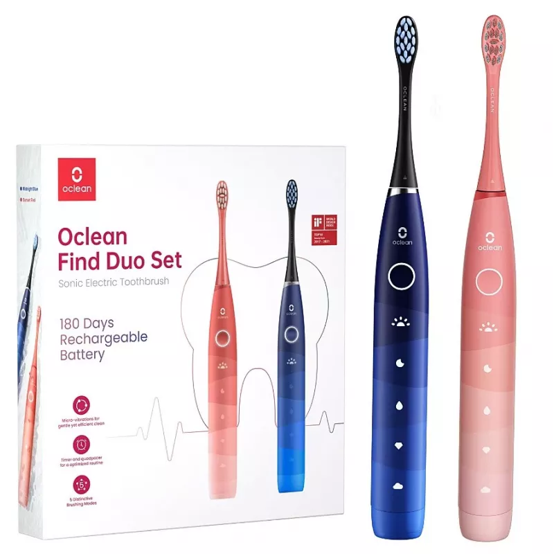 Sonic dantų šepetėlis Oclean Flow Find Duo Set suaugusiems Mėlyna Rožinė