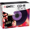 EMTEC Vinyl Look - 10 vnt. CD-R - 700 MB (80 min) 52x - Mėlyna, Geltona, Alyvinė, Žalia, Rožinė - Plonas Jewel dėklas