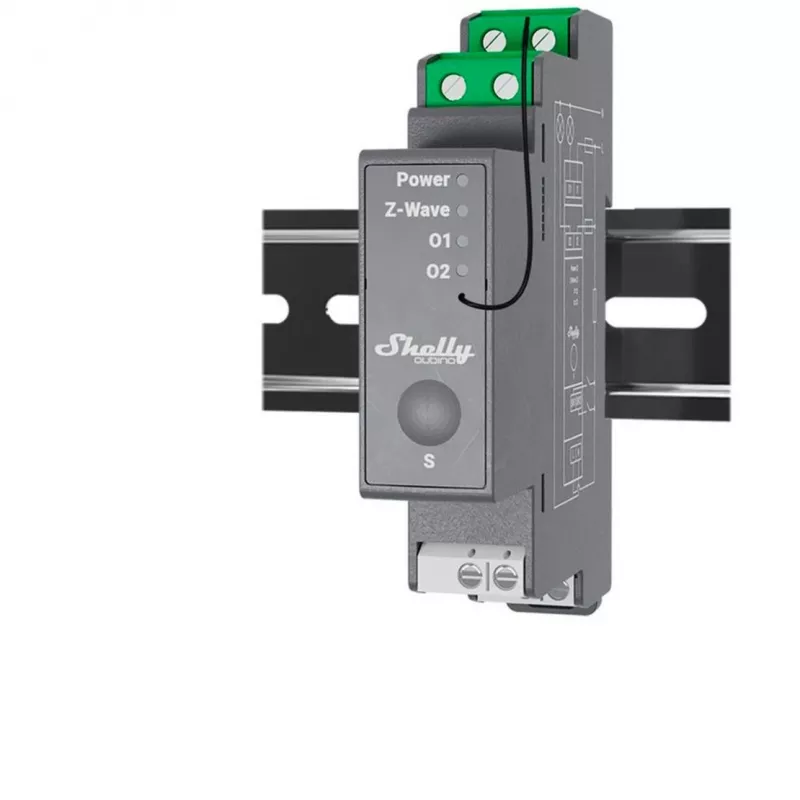 Kietojo kūno relė Shelly Wave Pro 2 2 kanalų 25 A 110–240 V DIN bėgelis, 868.4 MHz