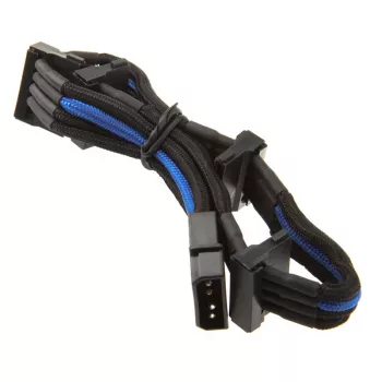 SilverStone 4 kontaktų Molex į 4x SATA laidą, 300 mm – juoda/mėlyna