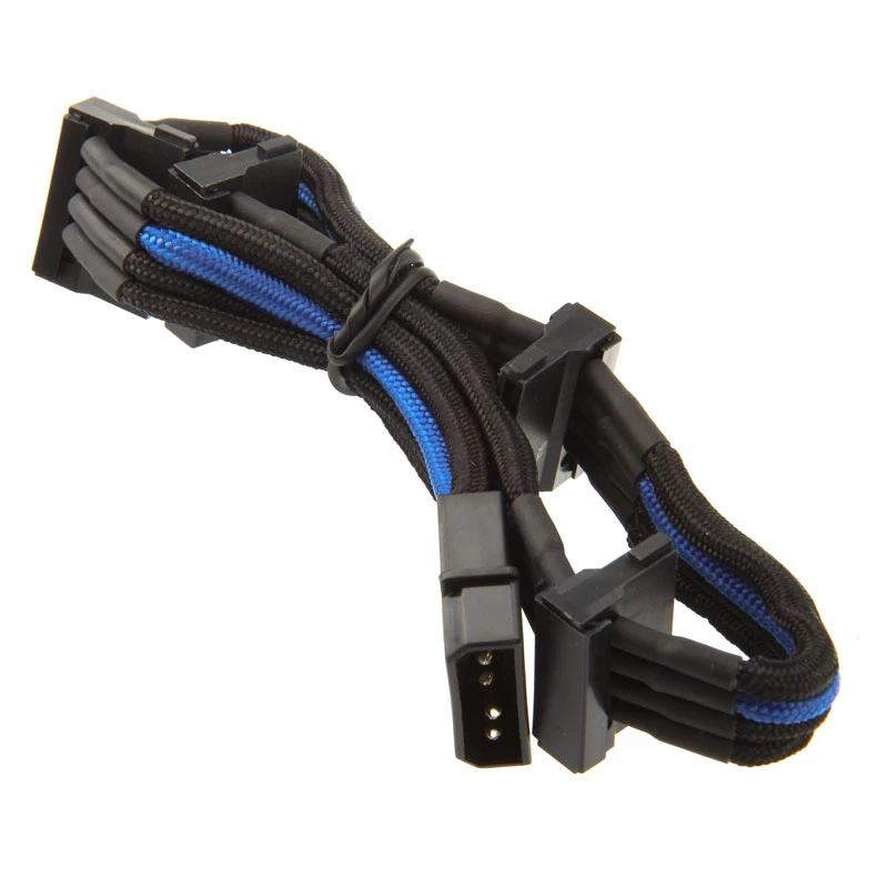 SilverStone 4 kontaktų Molex į 4x SATA laidą, 300 mm – juoda/mėlyna