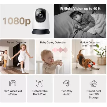 TP-LINK Mercusys MC200 Pan/Tilt belaidė namų apsaugos kamera