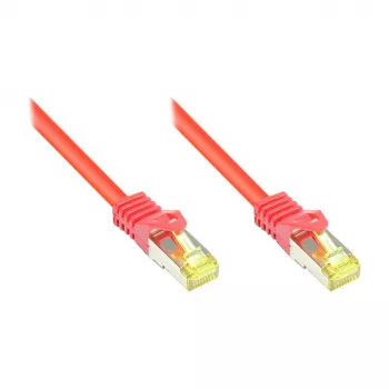 RJ45 jungiamasis kabelis su Cat.7 žaliaviniu kabeliu ir užrakto apsauga (RNS®), S/FTP, PiMF, halogenų neturintis, 600MHz, OFC, raudonas, 0,25m, Good Connections® (8070R-003R)
