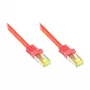 RJ45 jungiamasis kabelis su Cat.7 žaliaviniu kabeliu ir užrakto apsauga (RNS®), S/FTP, PiMF, halogenų neturintis, 600MHz, OFC, raudonas, 0,25m, Good Connections® (8070R-003R)