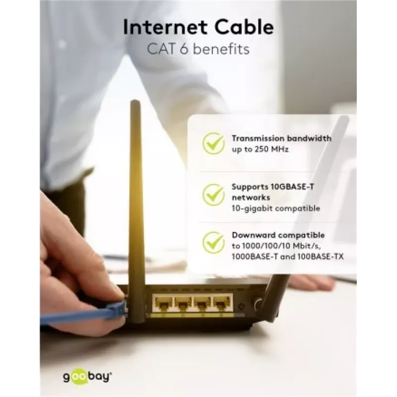 Goobay CAT 6 Patch Laidas S/FTP RJ-45 Cat6 1m Baltas