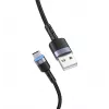 Duomenų kabelis Tellur USB į Type-C LED nailoninis pintas 1,2 m Juodas