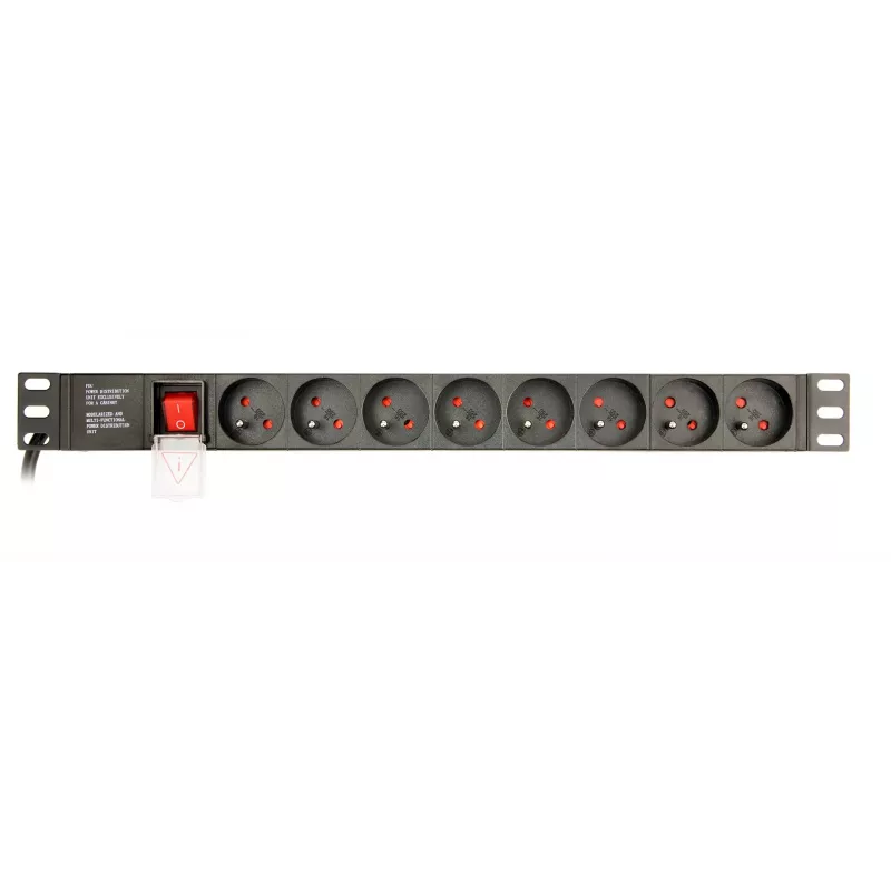Gembird EG-PDU-014-FC14 maitinimo skirstytuvas, 8 AC lizdai, C14 įvadas, 3 m laidas, 1U aliumininis korpusas, 10 A, 3680 W