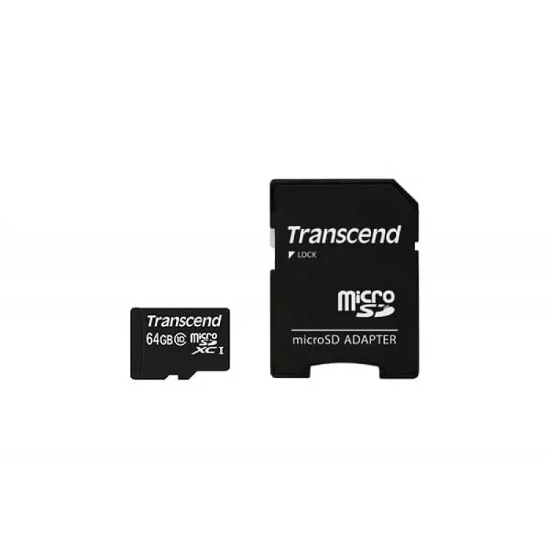 Flash atminties kortelė Transcend 64GB MicroSDXC Class 10 su adapteriu