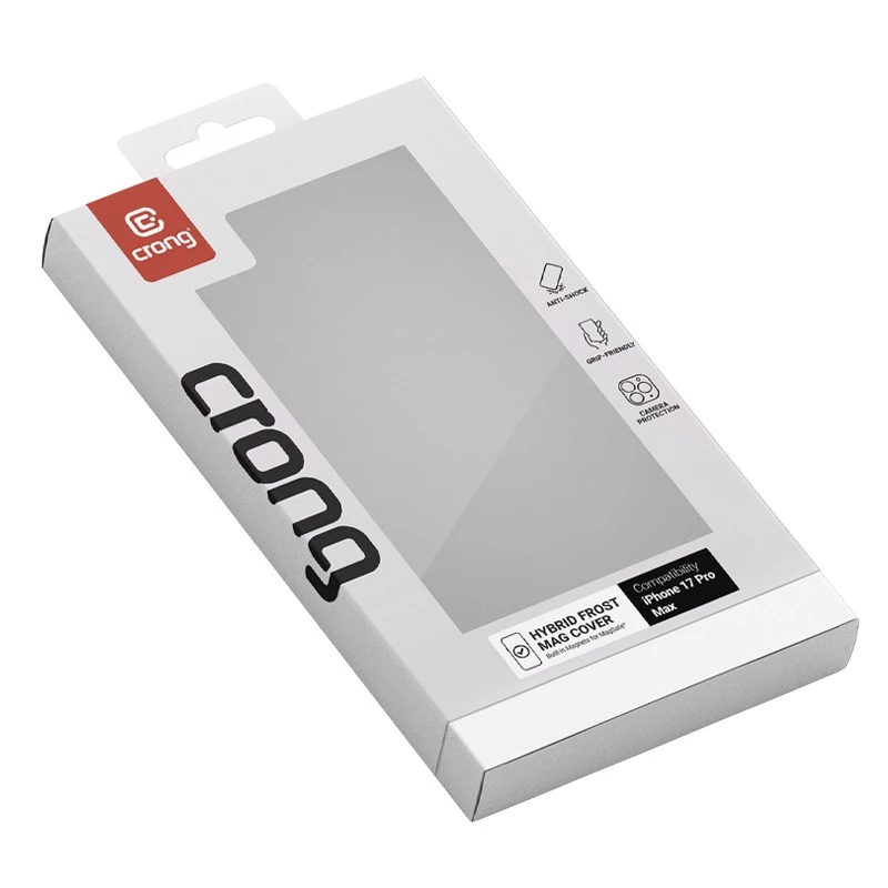 Crong Hybrid Frost MAG dėklas su MagSafe, skirtas iPhone 17 Pro Max, matinė juoda
