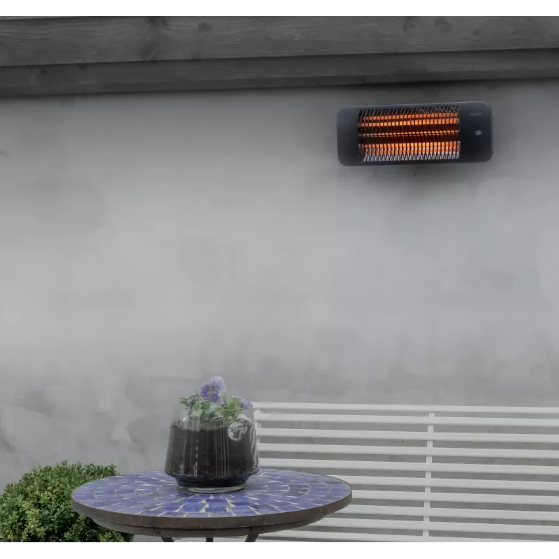 Kvarco elektrinis šildytuvas SUNRED LUG-2000W — 2000 W, lauko naudojimui, montuojamas ant sienos, IP24, juodas