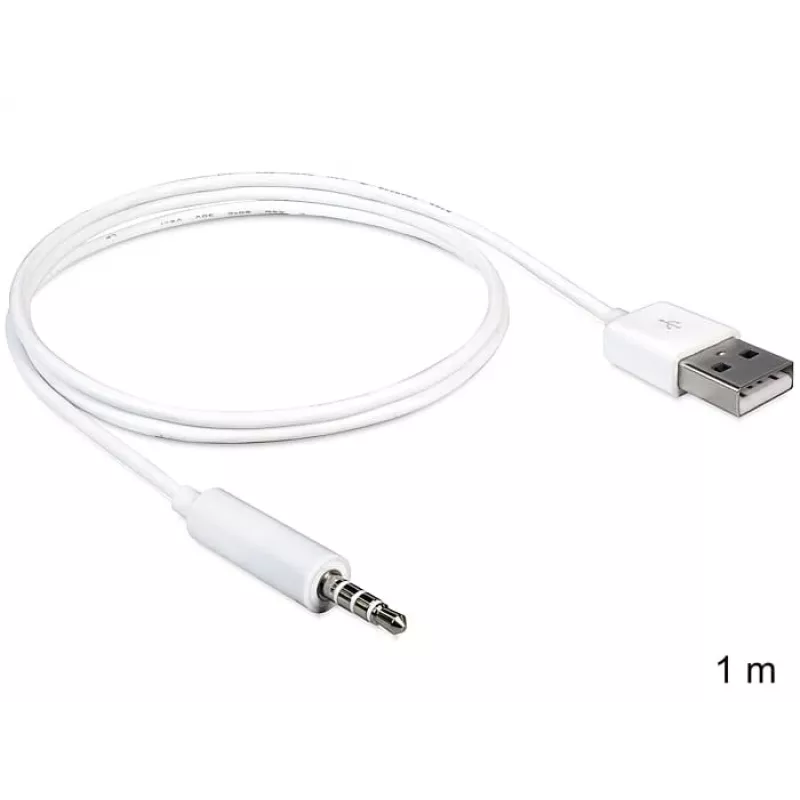 Laidas DeLOCK 83182 USB į stereo lizdą MP3/MP4 grotuvams, 1 m, baltas