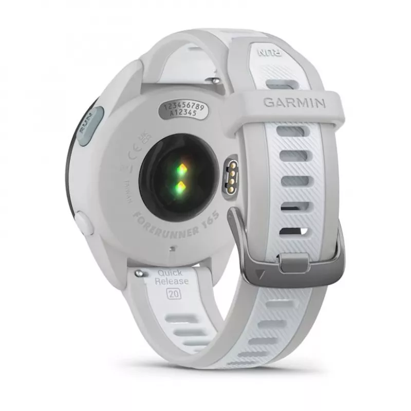 Išmanusis laikrodis GARMIN Forerunner 165 Music — GPS, 1,2 colio AMOLED, 43 mm korpusas, 11 dienų baterija, 5 ATM, 4 GB, Pilka