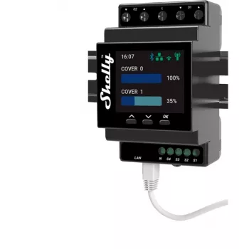 Shelly Pro Dual Cover / Shutter PM elektrinė relė juoda