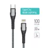 ColorWay Laidas Type-C – Apple Lightning (PD Greitasis Įkrovimas) 3.0A (30W), 1m | CW-CBPDCL033-GR
