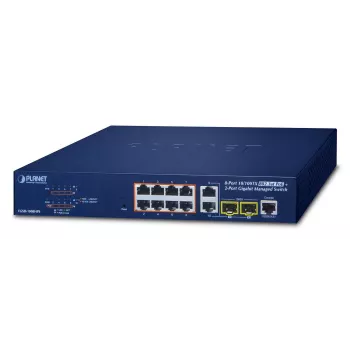 PLANET FGSD-1008HPS – Smart tinklo jungiklis, 8x 10/100 (PoE+) + 2x Combo Gigabit SFP, darbalaukio, PoE+