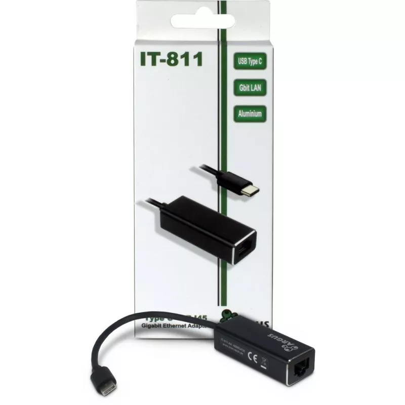 Inter-Tech Argus IT-811 – USB-C tinklo adapteris – Gigabit Ethernet – juodas (88885438)