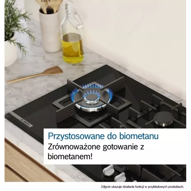 Įmontuojama dujinė kaitlentė Bosch Serie 2 POP6B6K30 60 cm, 4 dujinės zonos, juodas grūdintas stiklas, sukamosios rankenėlės