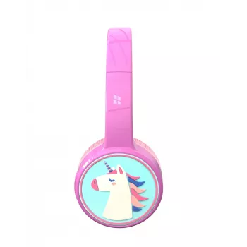 Ausinės Denver BTH-106P laidinės ir belaidės, lankeliu, skambučiams/muzikai, Bluetooth, rožinės